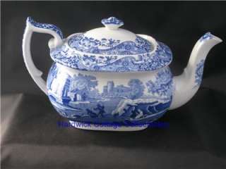Vintage Copeland Spode Blue Italian Teapot Tea pot   2 Pt Blue Makers 