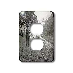   Swiss Alphorn Grayscale   Light Switch Covers   2 plug outlet cover