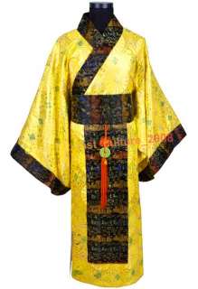 Japan Kimono Mens Haori Samura Robe Yellow MKD 12  