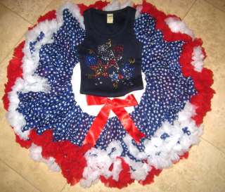 Oopsy Daisy Baby Patriotic Pettiskirt and Bling Fireworks Tank 2 4 6 8 
