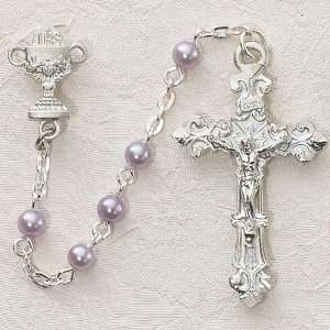   Rosary with Chalice Centerpiece 5mm Amethyst Beads 