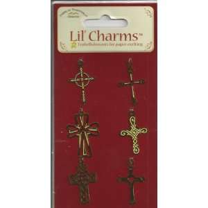  Ornamental Crosses Gold Tone Metal Charms for Scrapbooking 