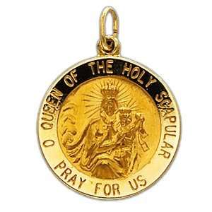 Scapular Medal 15mm   14k Gold/14kt yellow gold