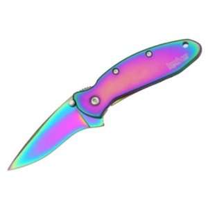   Edge Scallion Linerlock Knife with Rainbow Finish