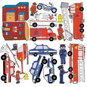   Fire Truck and Police Rescue Vehicles Wall Decals