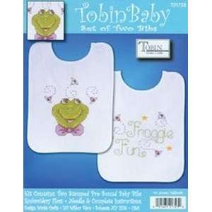  Frog Family Bib Pair Stamped Cross Stitch Kit Arts 