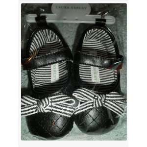 Laura Ashley® Baby Girl Quilted Mary Jane Crib Shoes, Black/White 