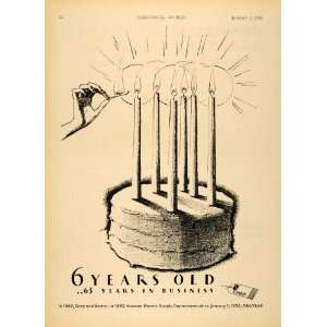  1932 Ad Gray Barton Electrical Supply Dept Cake Candles 