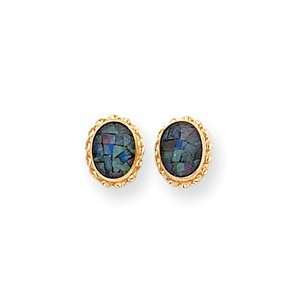  Sardelli   14k Oval Created Opal Post Earrings Jewelry