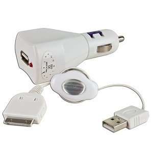 Royal 29280V 3 in 1 USB Car/Travel Charger for iPod, iPhone 3G/3Gs/4 