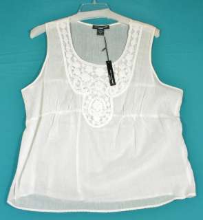 NWT Saint Tropez West Size 1X 14W 16W Creme Embroidered Cotton Shirt 