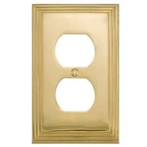 Solid Brass Deco Design Duplex Outlet Cover   Polished & Lacquered 