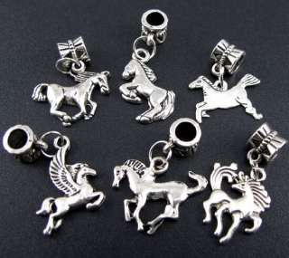 Wholesale 100x Tibetan Silver Mix Horse Dangle Charm Beads Fit 