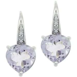  Sterling Silver Rose deFrance And Diamond Heart Earrings Jewelry