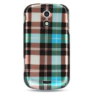TURQUOISE PLAID DESIGN CASE + LCD SCREEN PROTECTOR for SAMSUNG EPIC 4G