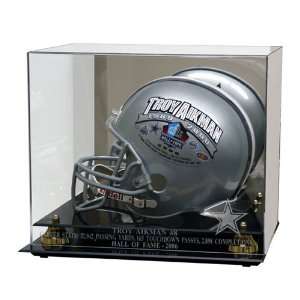 Troy Aikman HOF 2006 with Statistics Golden Classic Helmet Case and 