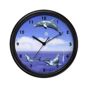  Dolphin Jump Daytime Wildlife Wall Clock by  