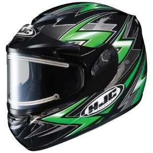 HJC CS R2 Thunder Snow Helmet With Electric Shield MC 4 Green Extra 