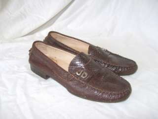 JOAN & DAVID Brown Faux Snakeskin Penny Loafers Flats Casual Shoes 