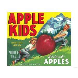  Apple Kids Apple Label   Yakima, WA Premium Poster Print 