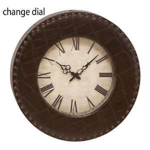    19 Royal Round Wood and Leather Wall Clock