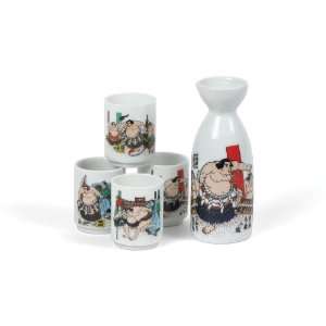  Sake Set w/4 Cups Sumo Tournament