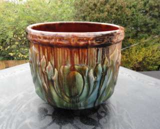 Nelson Mccoy Art Pottery Blended Brown Green & Turquois Jardinniere 