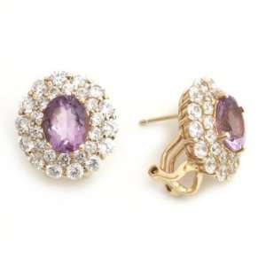   Silver Gold Plated Amethyst and Cubic Zirconia Earrings Jewelry