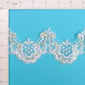  Dancing Flowers Lace Trim   White