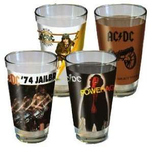  AC/DC Angus Young Glass Set 4 Beer Soda Pint Glasses New 