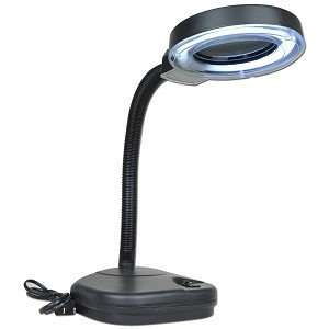 com 2x   20x Magnifier Flex Neck Desk Lamp (Black)   Adjustable Lamp 