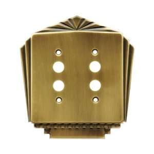  Stamped Brass Deco Style Double Gang Push Button Switch 