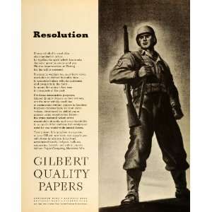  1943 Ad Gilbert Quality Papers Menasha Wisconsin World War 