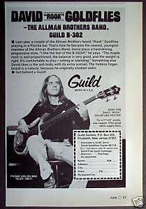 1980 David Rook Goldflies Guild B 302 Bass guitar ad  