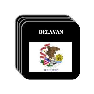 US State Flag   DELAVAN, Illinois (IL) Set of 4 Mini Mousepad Coasters