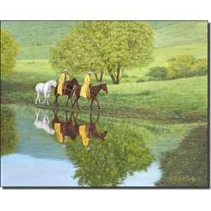 Reflections by Ralph Delby   Western Art Ceramic Accent Tile 8 x 10 