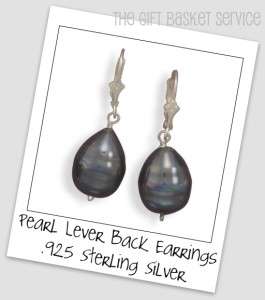 True Sterling Silver & Pearl French Lever Back Dangle Earrings 