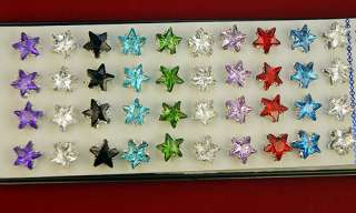 Wholesale 20pairs mixed colors 8mm Rhinestone Star silver ear stud 
