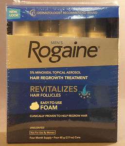 ROGAINE FOAM SEALED MENS 5% MINOXIDIL 4 MONTHS HAIR LOSS (4) CANS 