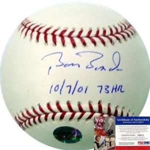  Barry Bonds Autographed Baseball 73 HRs Inscription PSA 