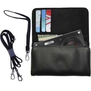 Black Purse Hand Bag Case for the Pentax Optio RS1000 with both a hand 