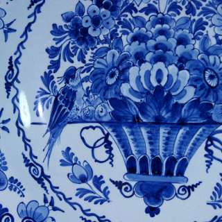 large Porceleyne Fles Delft plate  flowerbasket   