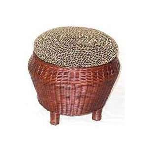  18 Cheetah Round Wicker Ottoman