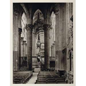  1927 Rouen Notre Dame Cathedral Interior Normandy Print 