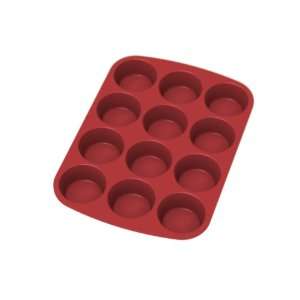  Lekue Silicone 12 Cup Muffin Pan, Red