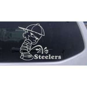 Pee on Steelers Car Window Wall Laptop Decal Sticker    Silver 8in X 6 