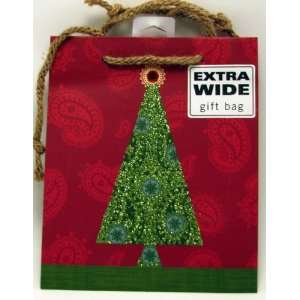   Xgb9786 Small Square Green Tree on Red Gift Bag 