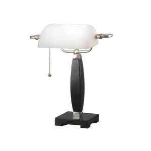 Kenroy Home Blaine 16 Inch Bankers Lamp In Black Finish With Brushed 