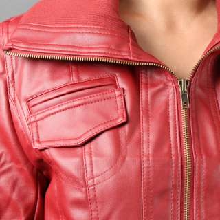 Designer Motorcycle Juniors Womens Chic Faux LEATHER Bomber Jacket sz 