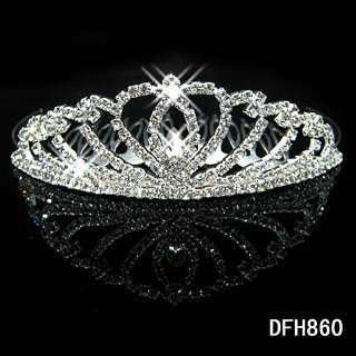 2011 Wedding Bridal crystal veil tiara crown comb 0860  